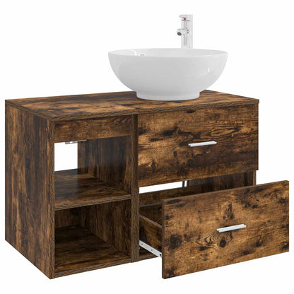 Set di mobili per il bagno 2 pz Rovere Fumo