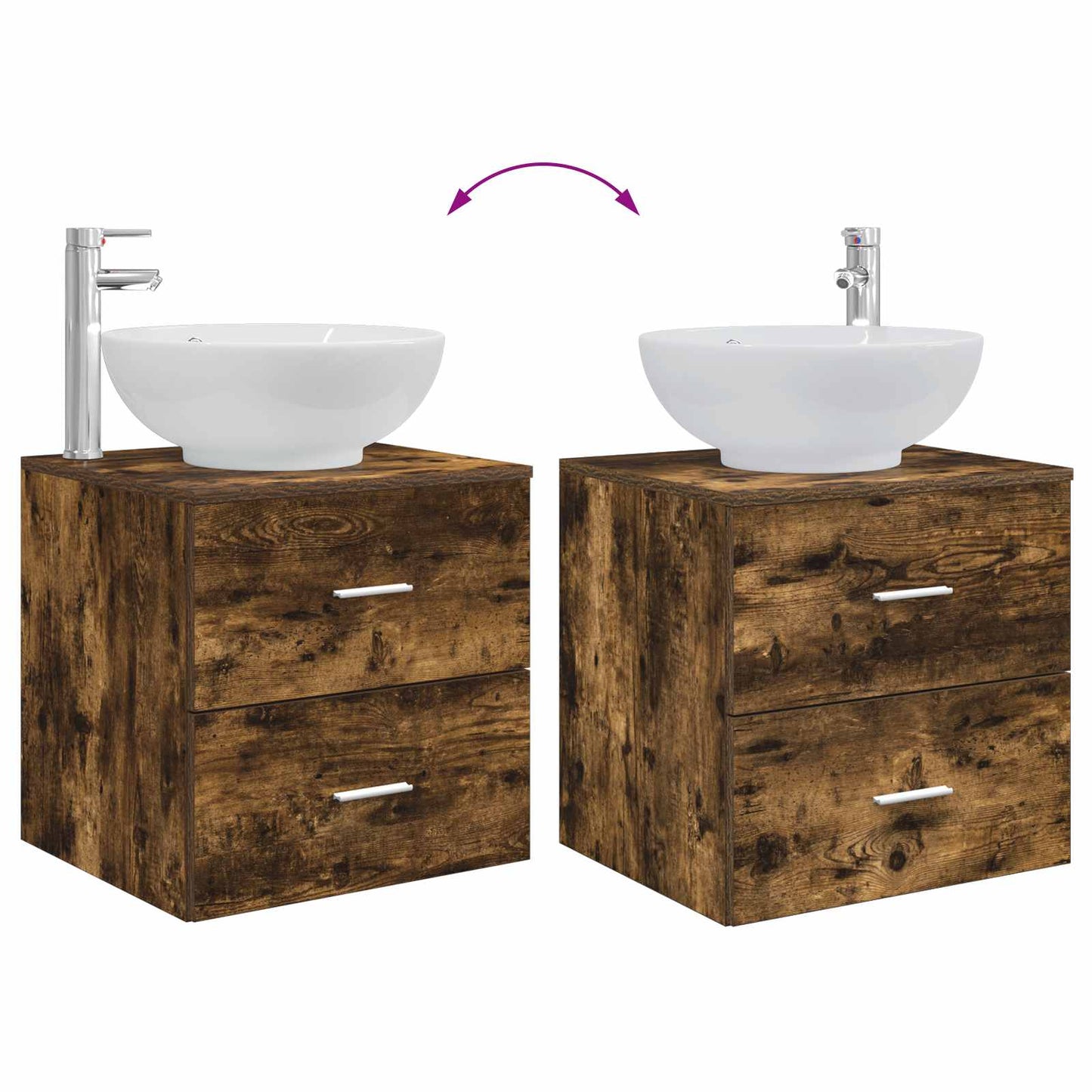 Set di mobili per il bagno 2 pcs Rovere Fumo | homemem39