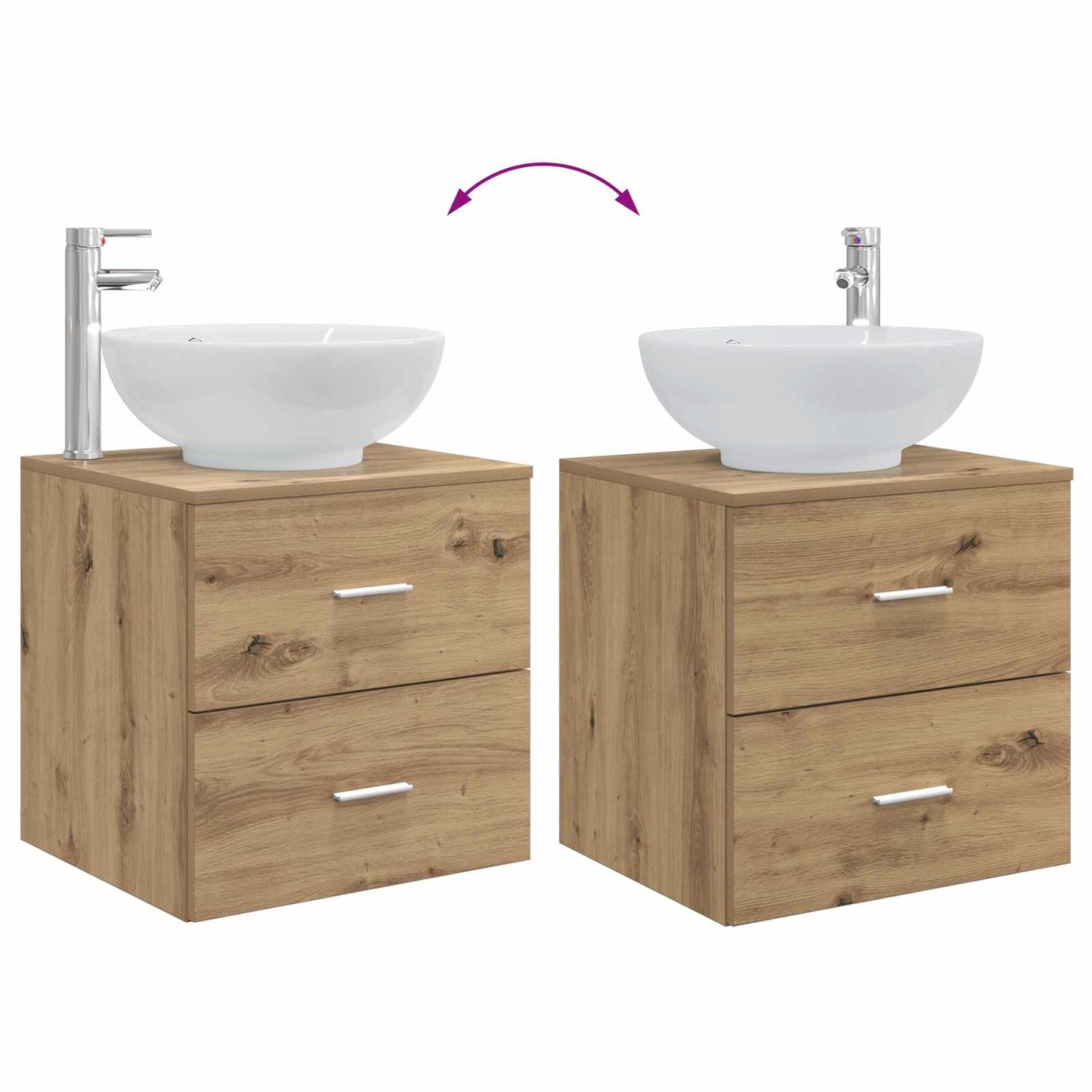 Set di mobili per il bagno 2 pz Rovere Artigianale | homemem39