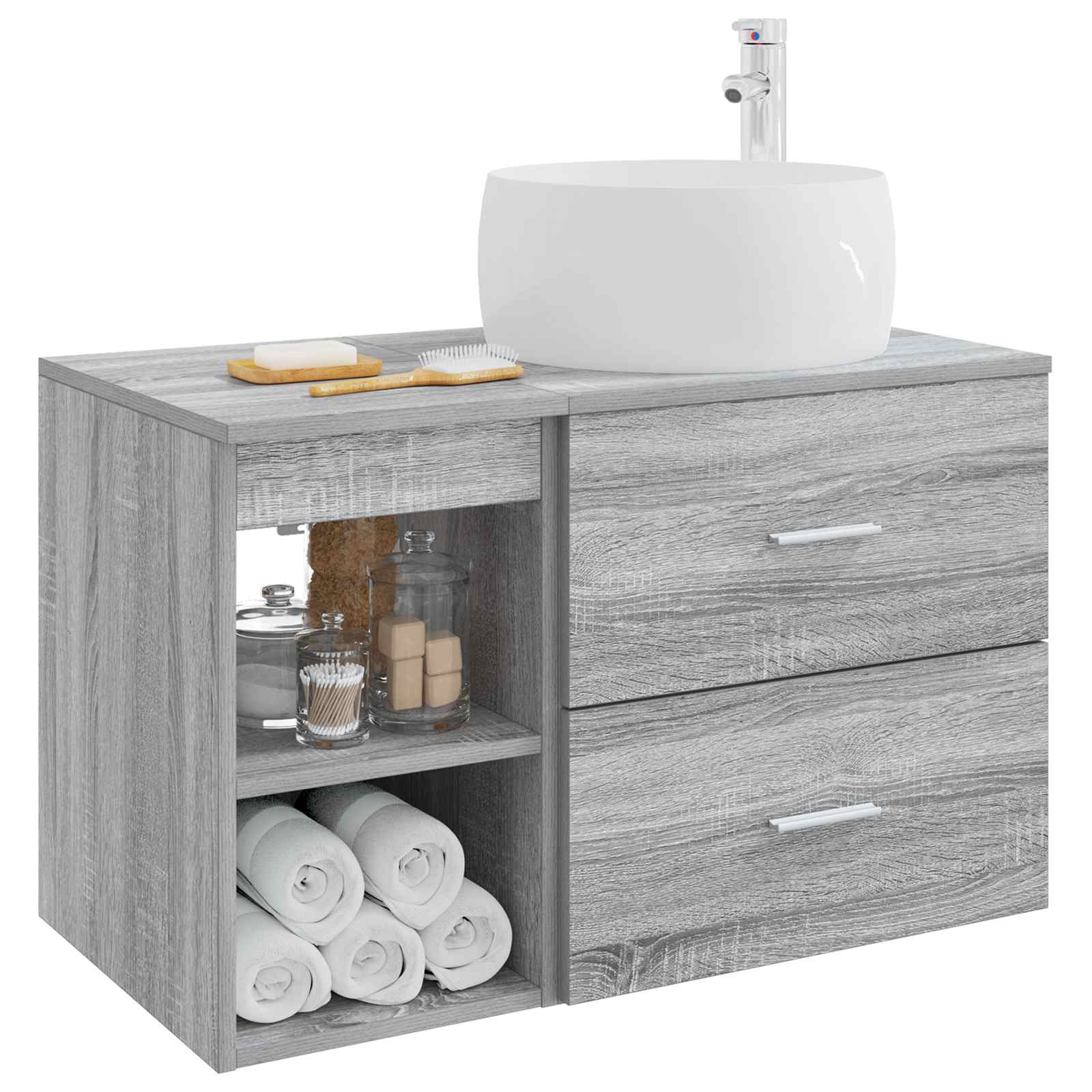 Set di mobili per il bagno 2 pcs Sonoma grigio | homemem39