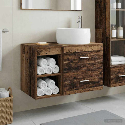 Set di mobili per il bagno 2 pcs Legno antico | homemem39