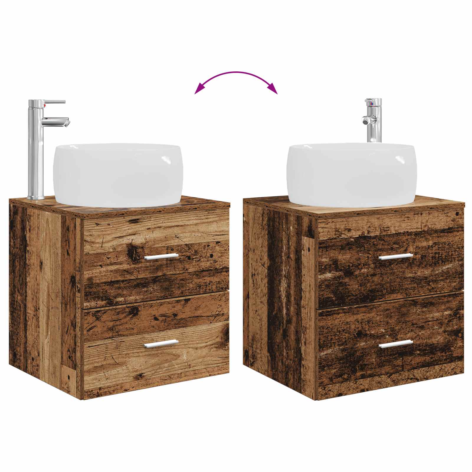 Set di mobili per il bagno 2 pcs Legno antico | homemem39