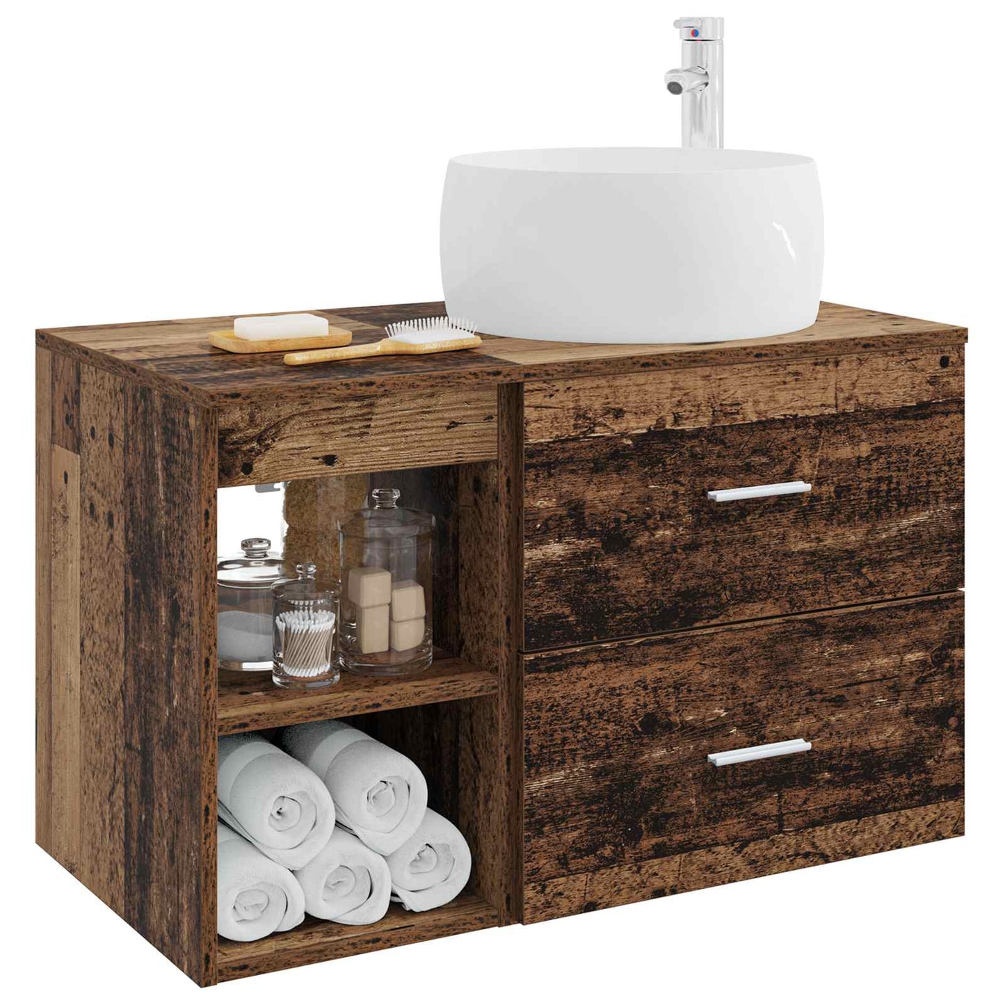Set di mobili per il bagno 2 pcs Legno antico | homemem39