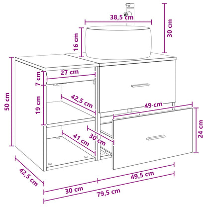 Set di mobili per il bagno 2 pcs Legno antico | homemem39