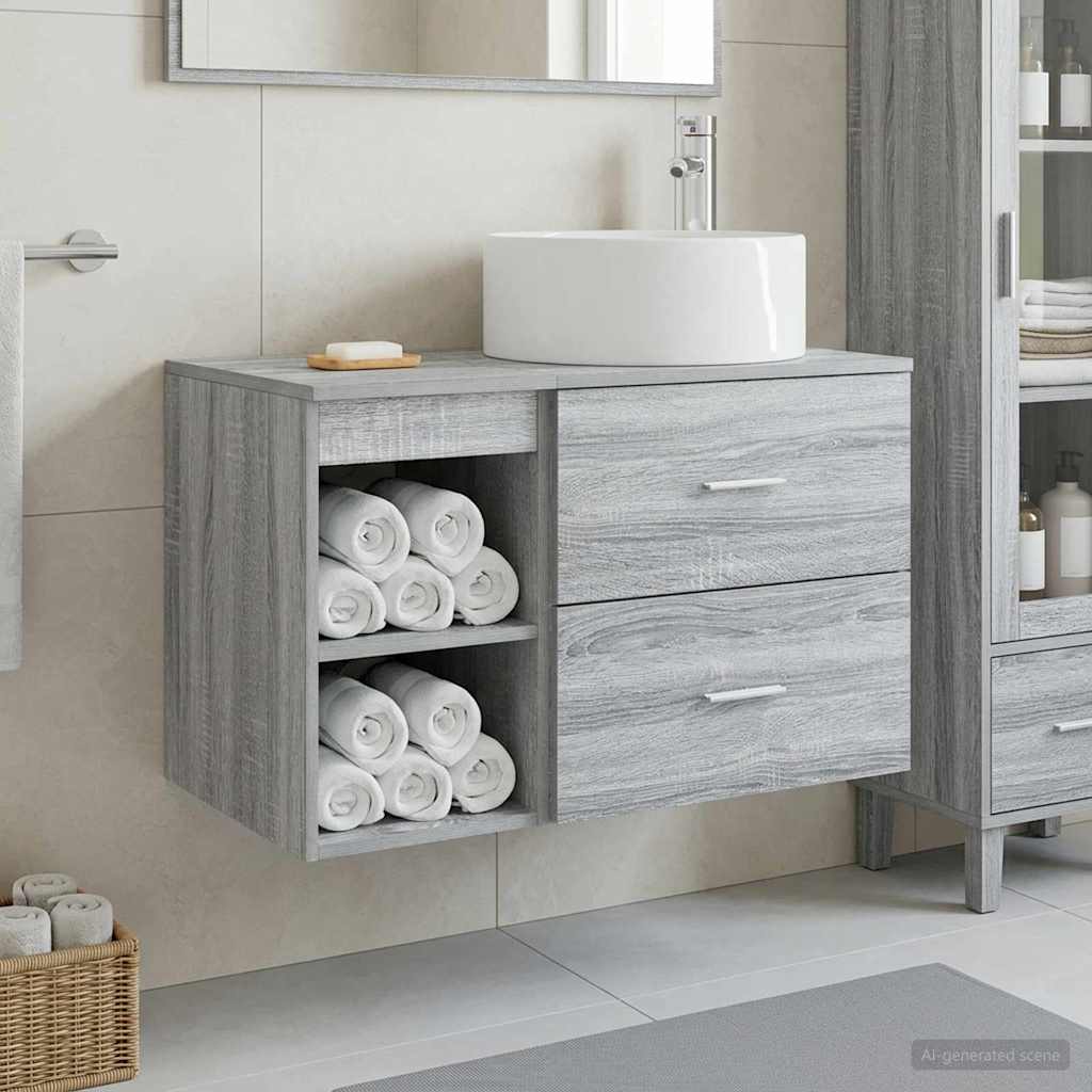 Set di mobili per il bagno 2 pcs Sonoma grigio | homemem39