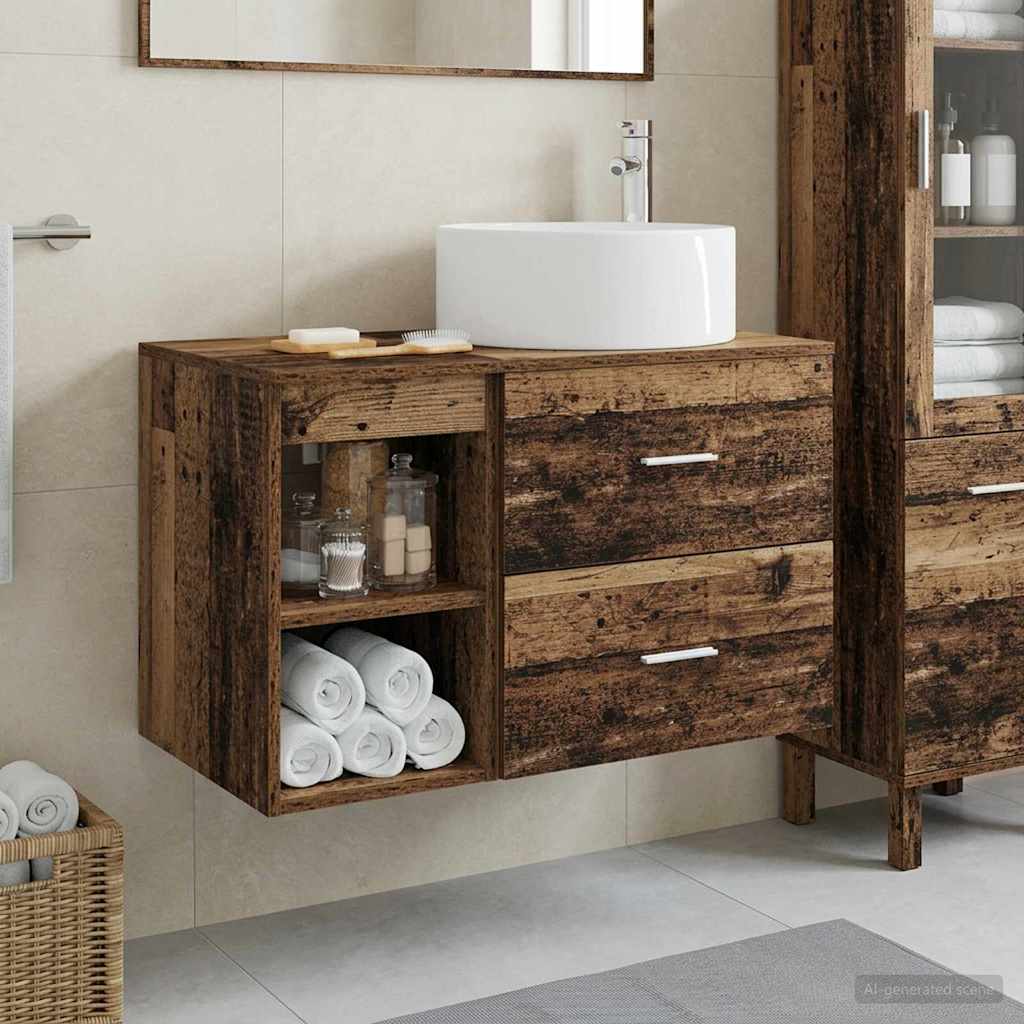 Set di mobili per il bagno 2 pcs Legno antico | homemem39
