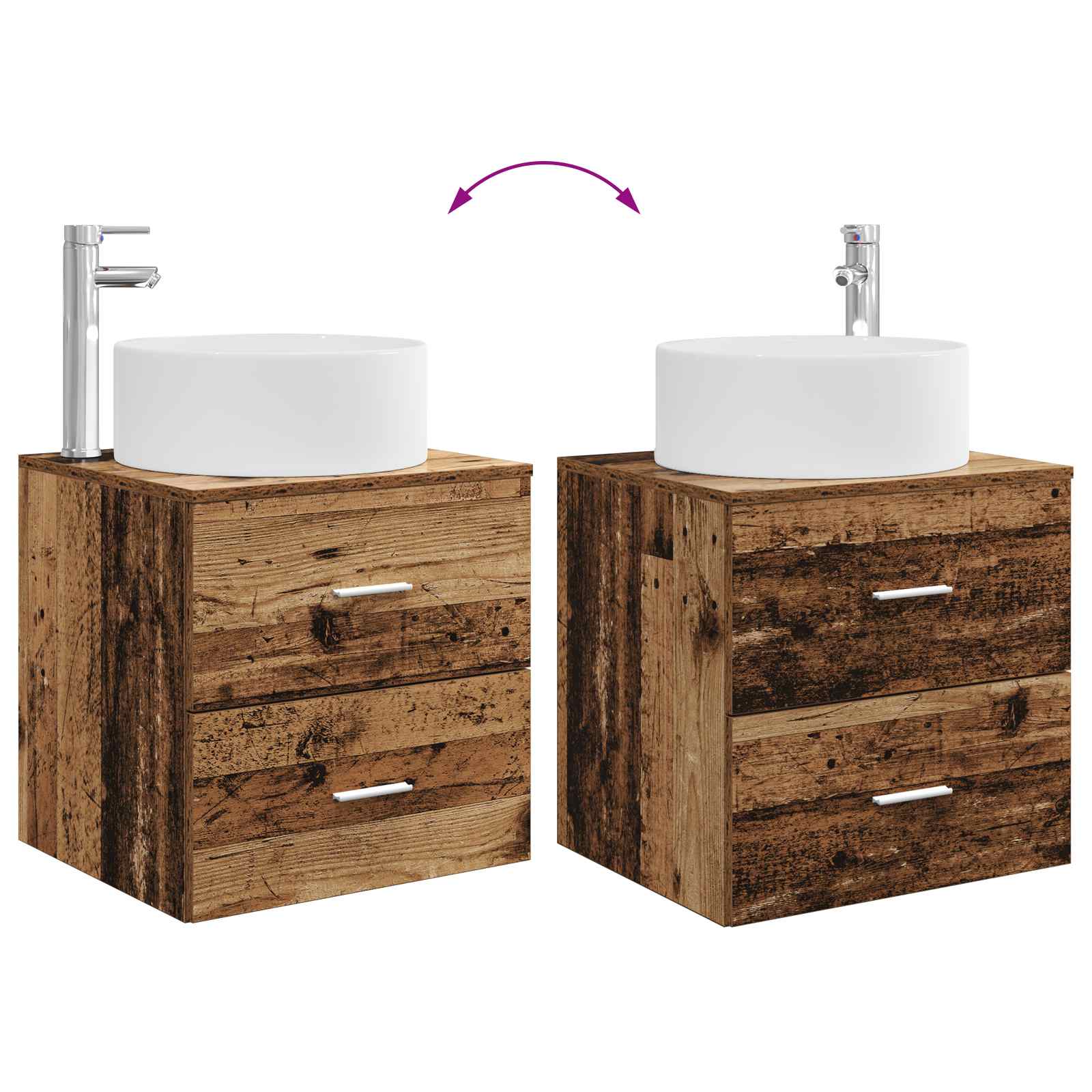 Set di mobili per il bagno 2 pcs Legno antico | homemem39