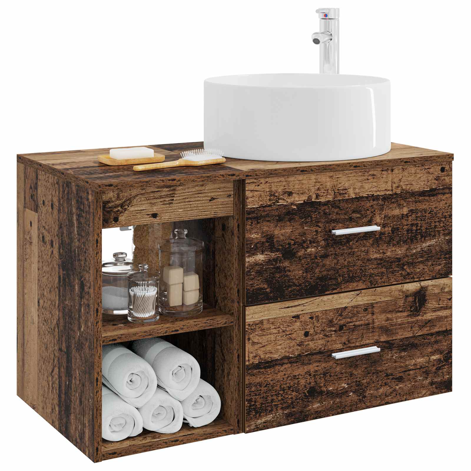 Set di mobili per il bagno 2 pcs Legno antico | homemem39