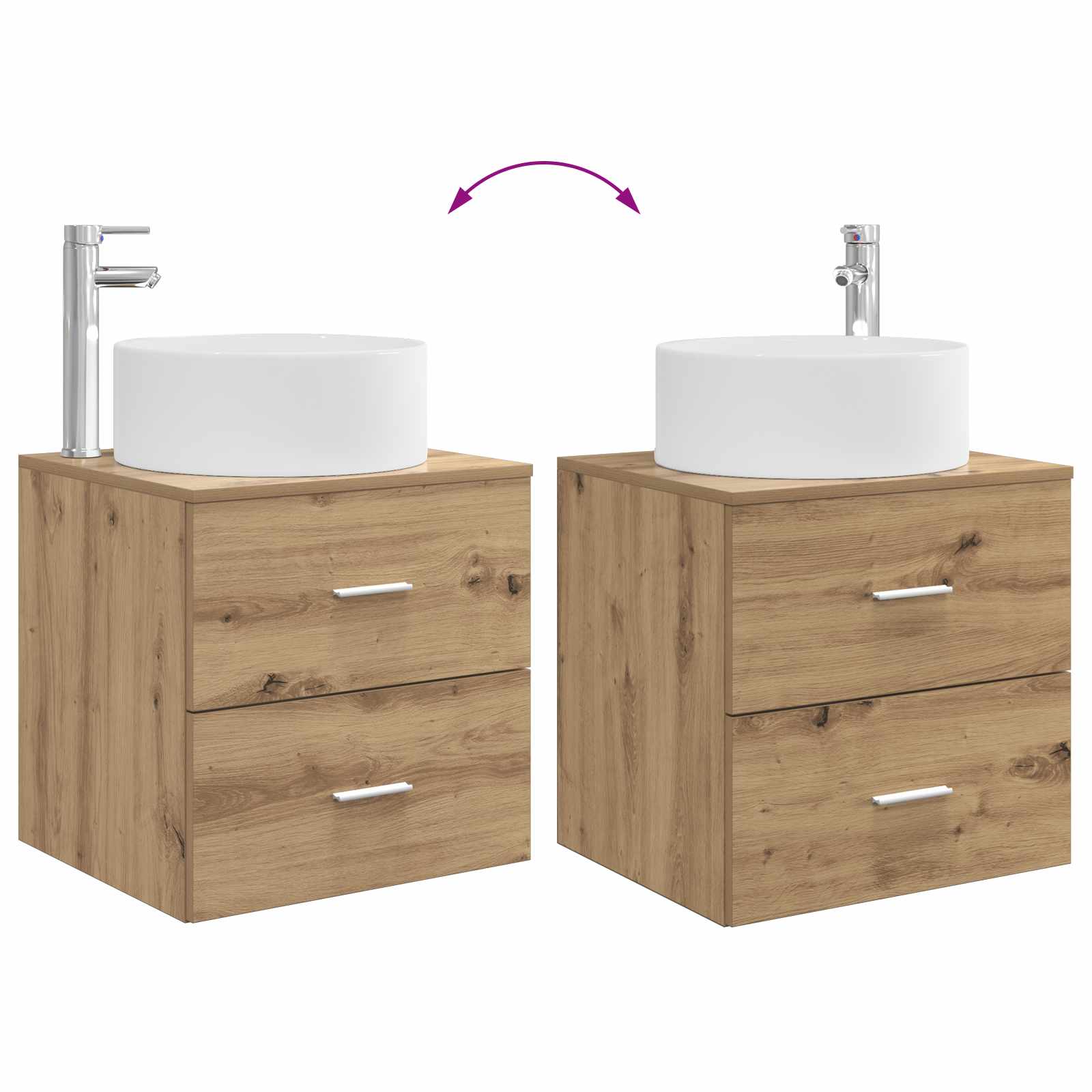 Set di mobili per il bagno 2 pz Rovere Artigianale | homemem39
