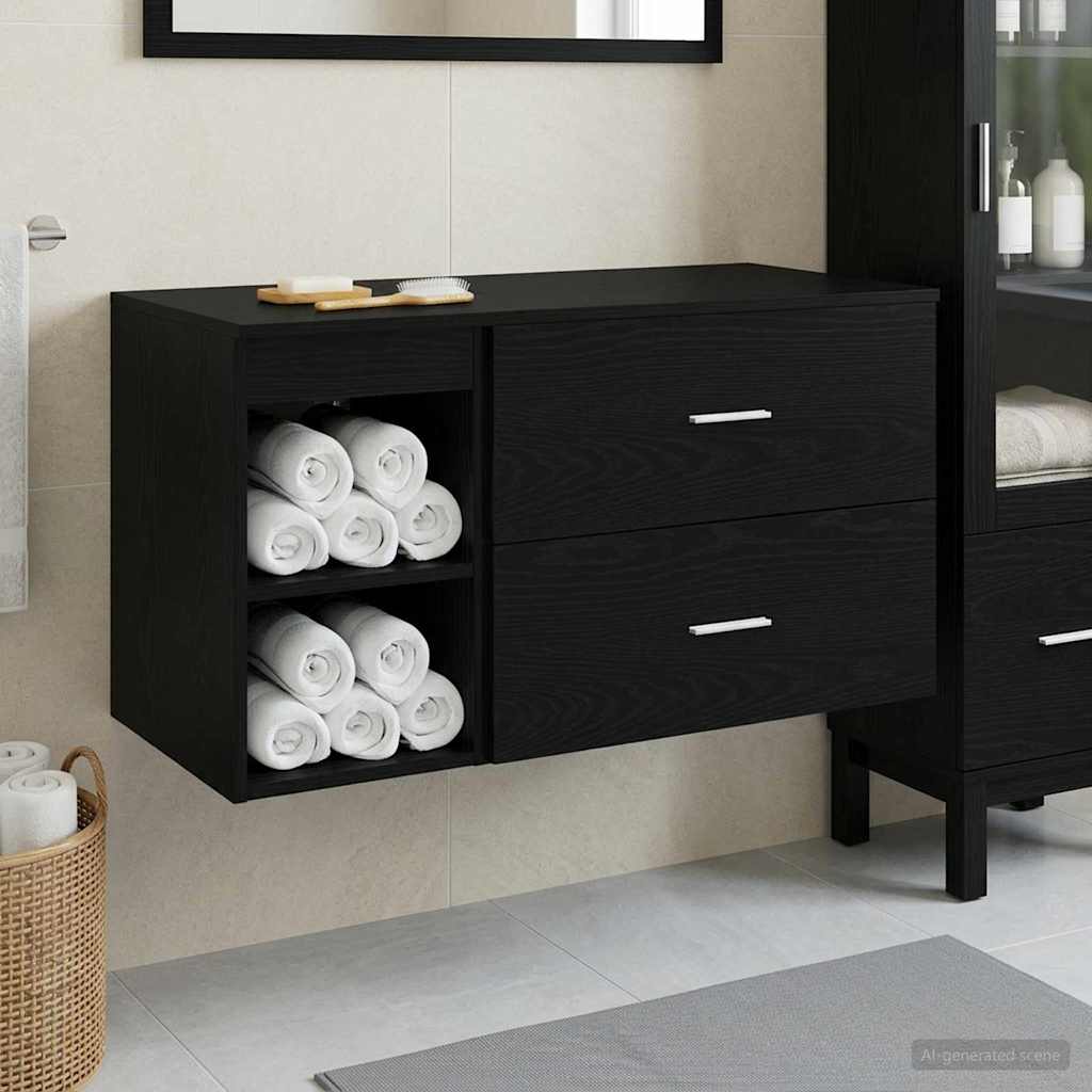 Set di mobili per il bagno 2 pcs Rovere Nero | homemem39