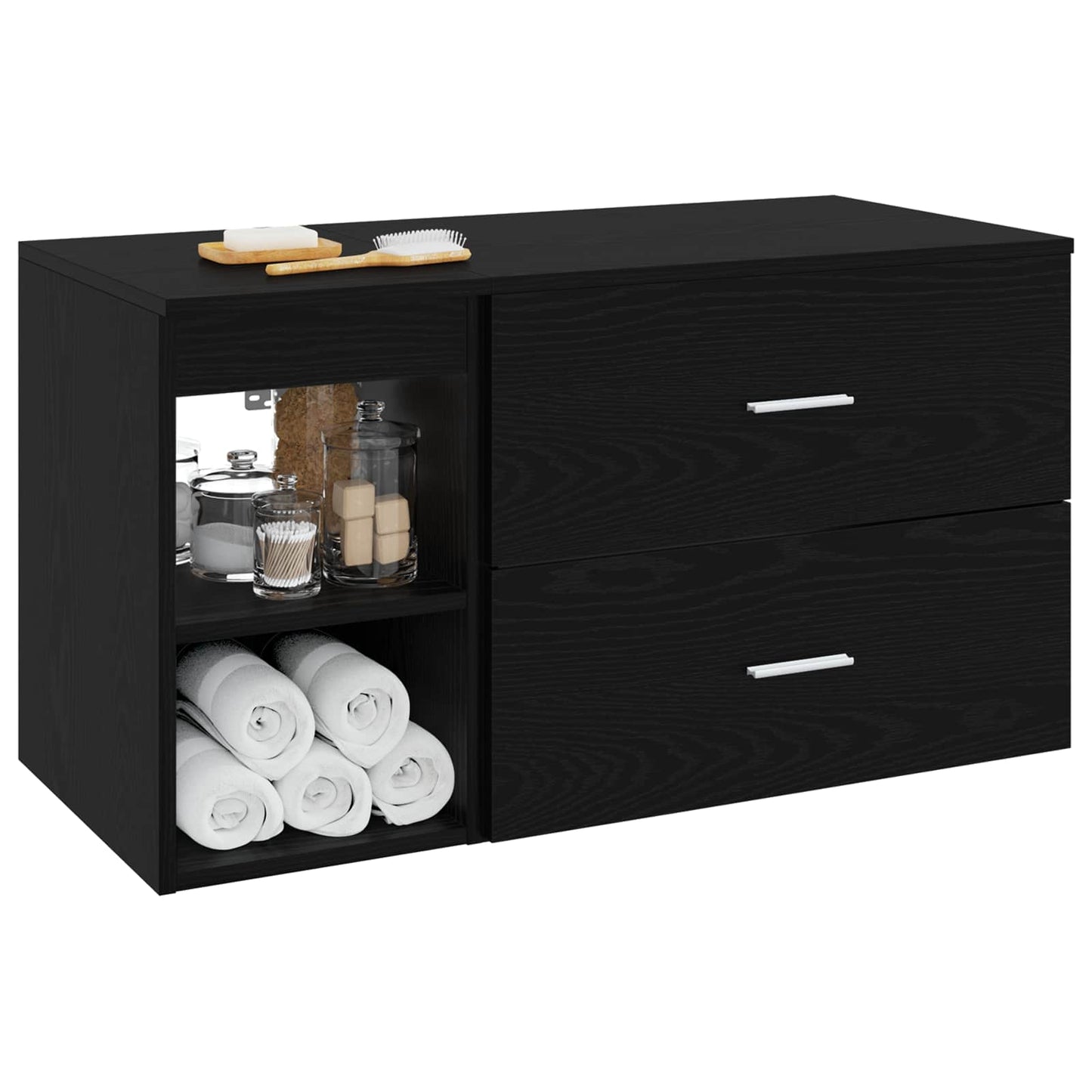 Set di mobili per il bagno 2 pcs Rovere Nero | homemem39