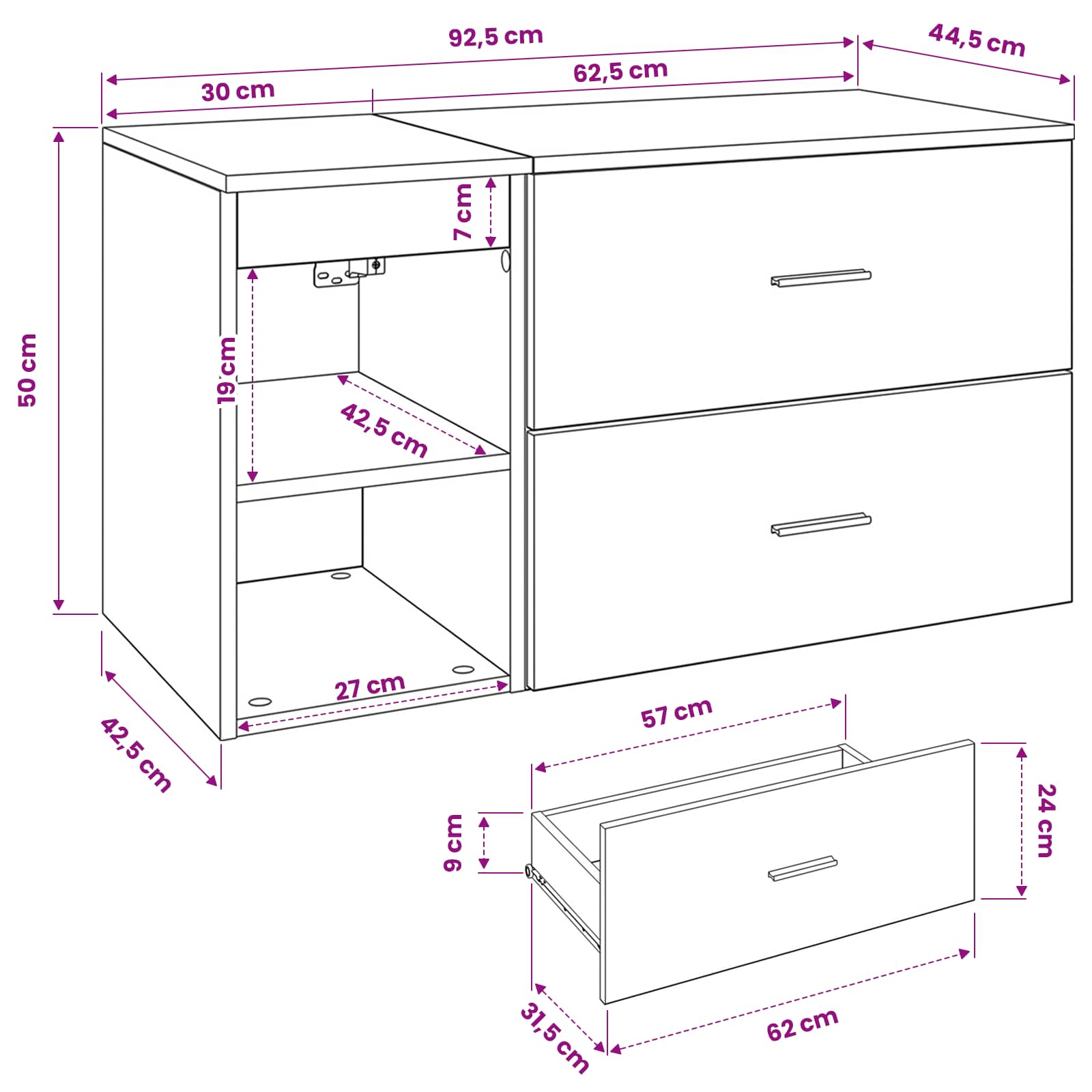 Set di mobili per il bagno 2 pcs Rovere Fumo | homemem39