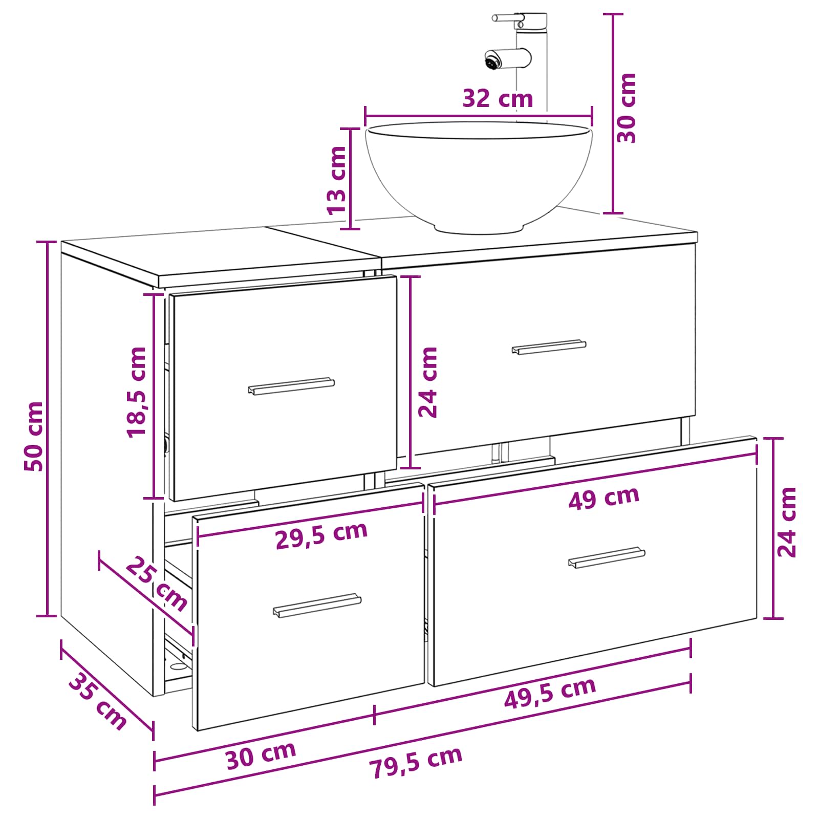 Set di mobili per il bagno 2 pcs Rovere Sonoma | homemem39