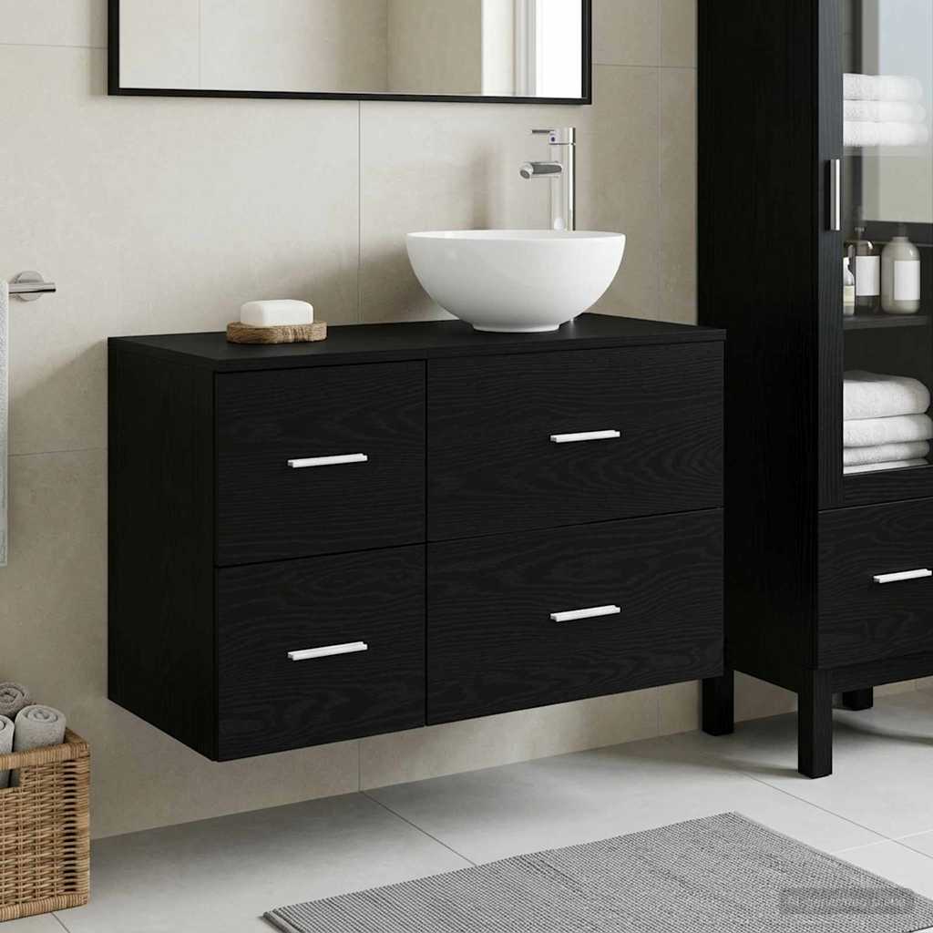 Set di mobili per il bagno 2 pcs Rovere Nero | homemem39