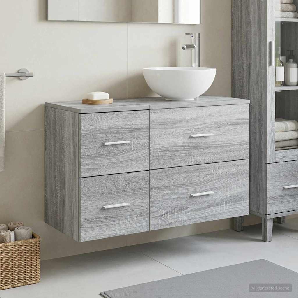 Set di mobili per il bagno 2 pcs Sonoma grigio | homemem39