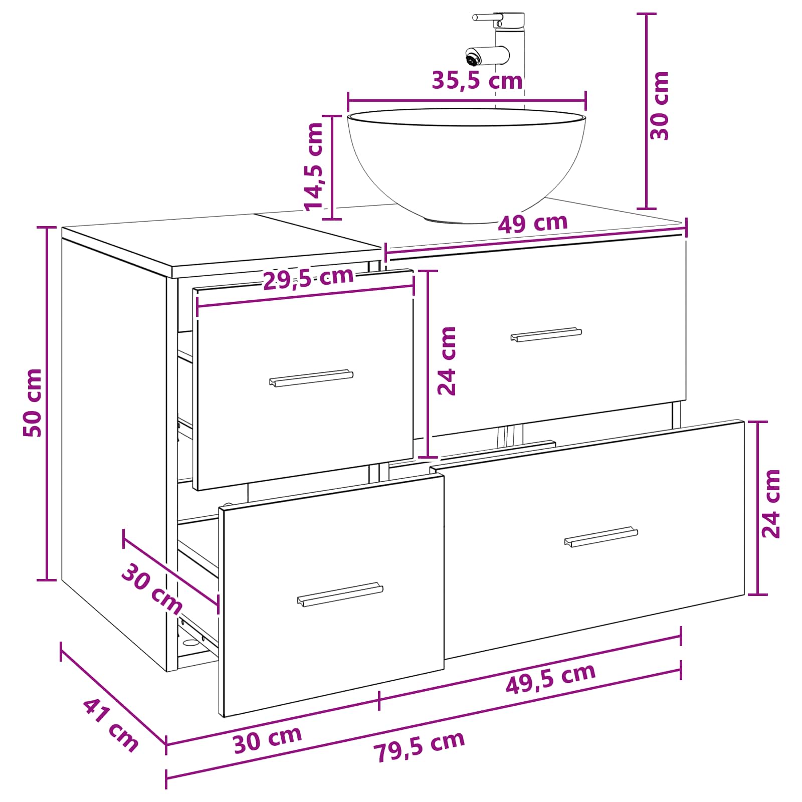 Set di mobili per il bagno 2 pz Rovere Artigianale | homemem39