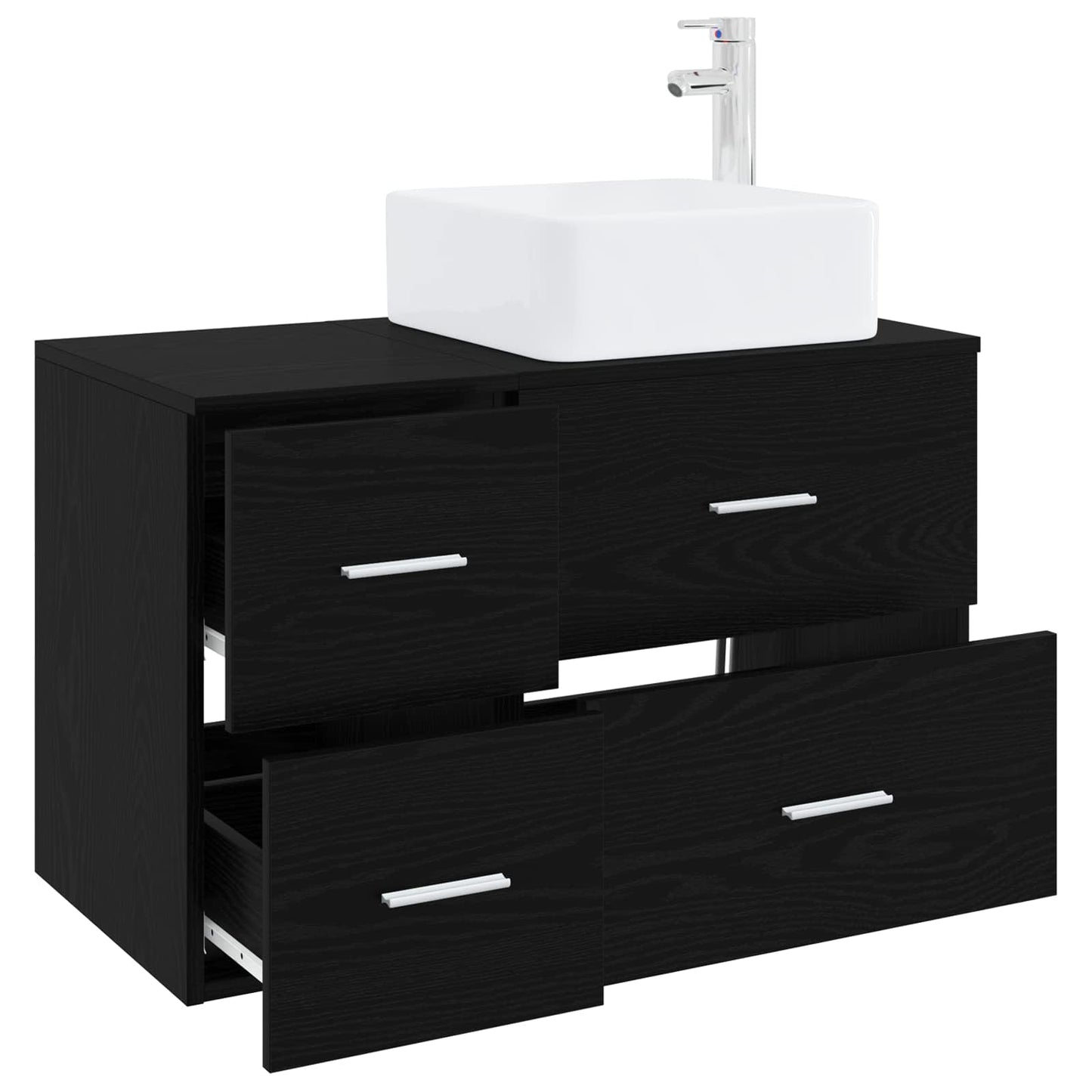 Set di mobili per il bagno 2 pcs Rovere Nero | homemem39