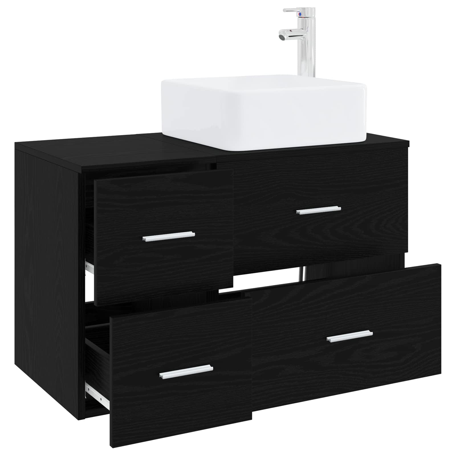 Set di mobili per il bagno 2 pcs Rovere Nero | homemem39