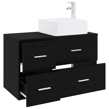 Set di mobili per il bagno 2 pcs Rovere Nero | homemem39