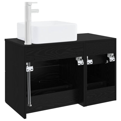 Set di mobili per il bagno 2 pcs Rovere Nero | homemem39