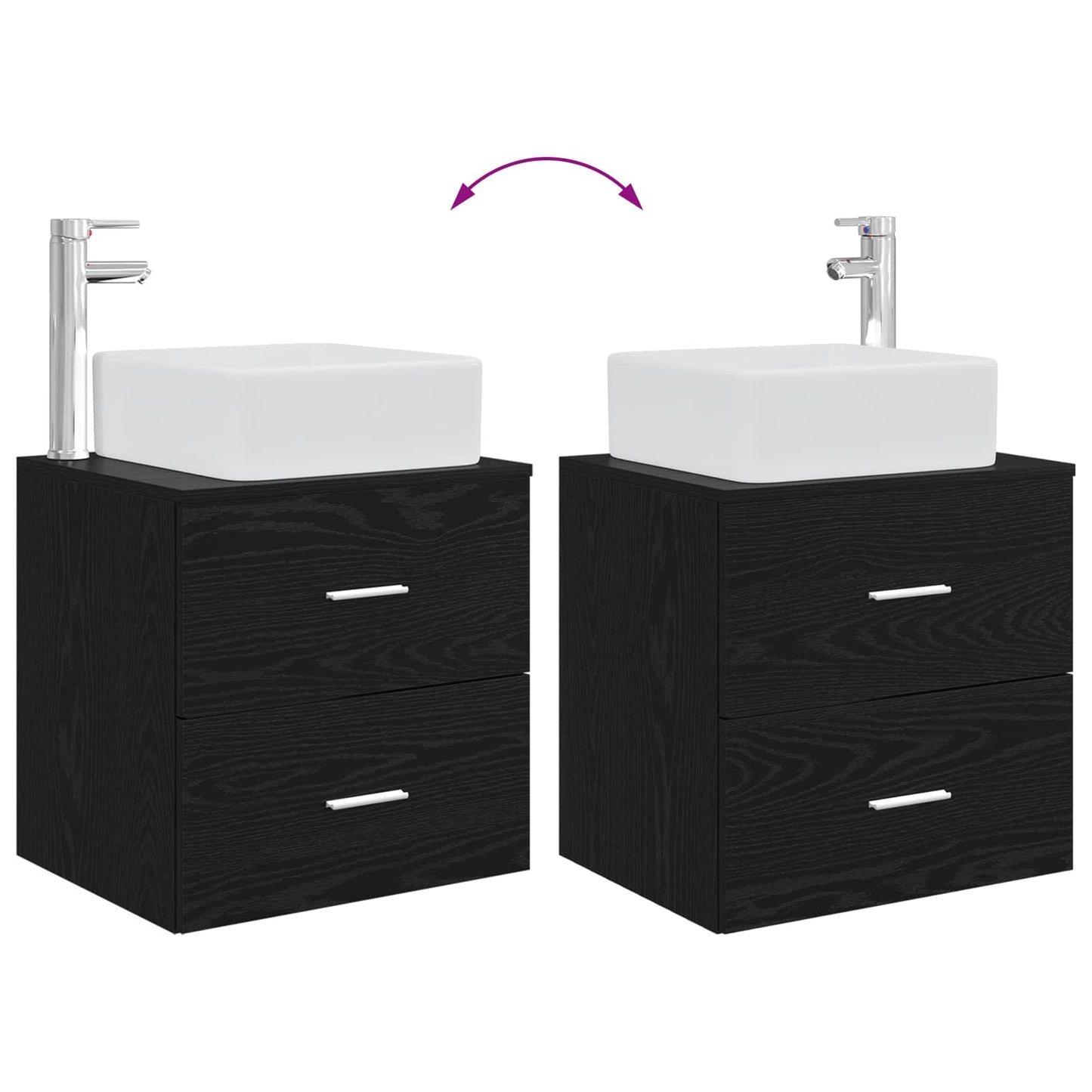 Set di mobili per il bagno 2 pcs Rovere Nero | homemem39