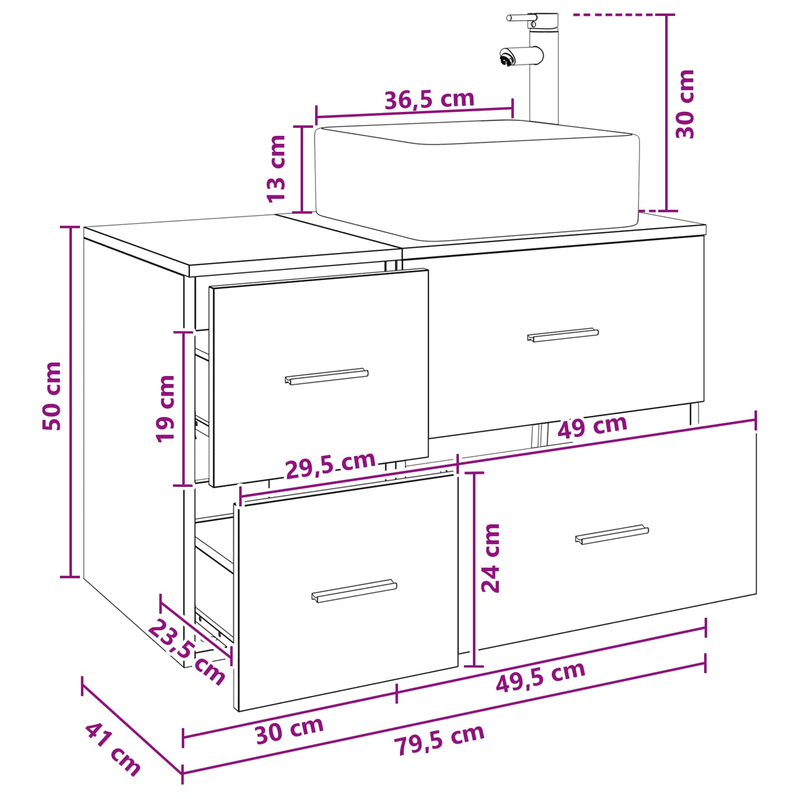 Set di mobili per il bagno 2 pcs Grigio Cemento | homemem39