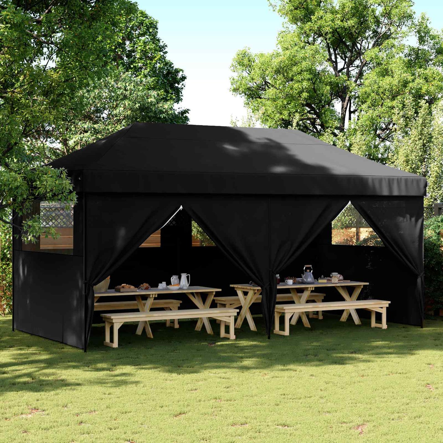 Tenda Party Nero 292 x 580 x 315 cm Tessuto Oxford