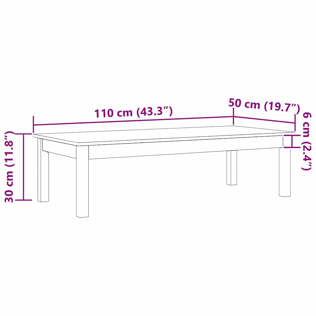 Tavolino da salotto Max Marrone 110 x 50 x 30 cm Pino massello | homemem39