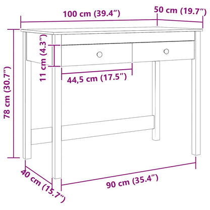 Scrivania Max Marrone 100 x 50 x 78 cm Pino massello | homemem39