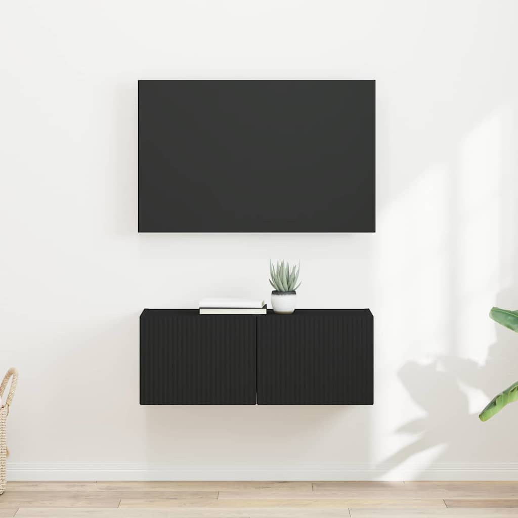 Mobile TV da parete 2 pcs Nero 60 x 31 x 29.5 cm