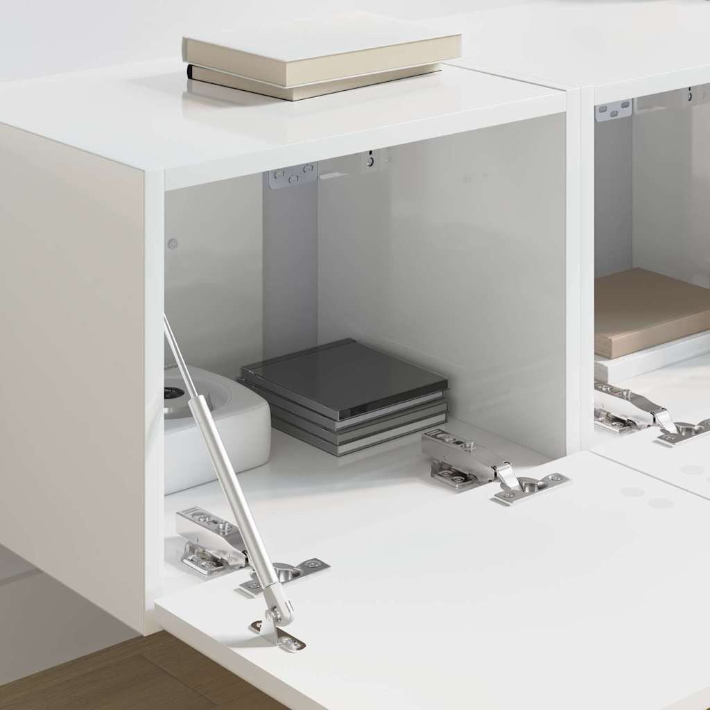 Mobile TV da parete 2 pcs Bianco Lucido 60 x 31 x 29.5 cm