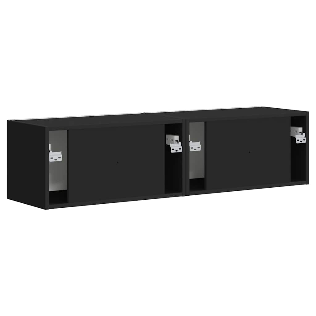 Mobile TV da parete 2 pcs Nero 60 x 31 x 29.5 cm