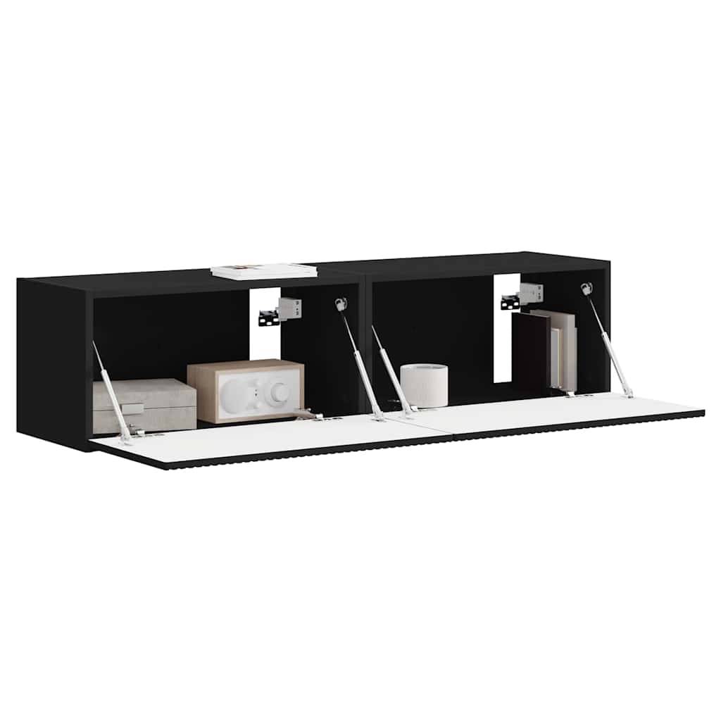 Mobile TV da parete 2 pcs Nero 60 x 31 x 29,5 cm