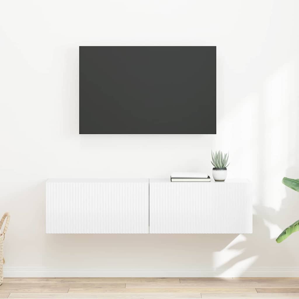 Mobile TV da parete 2 pcs Bianco Lucido 60 x 31 x 29,5 cm