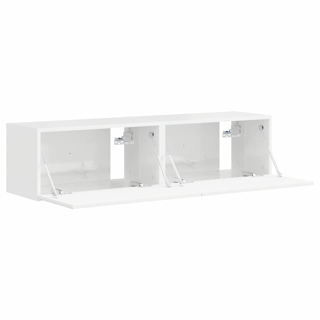 Mobile TV da parete 2 pcs Bianco Lucido 60 x 31 x 29,5 cm