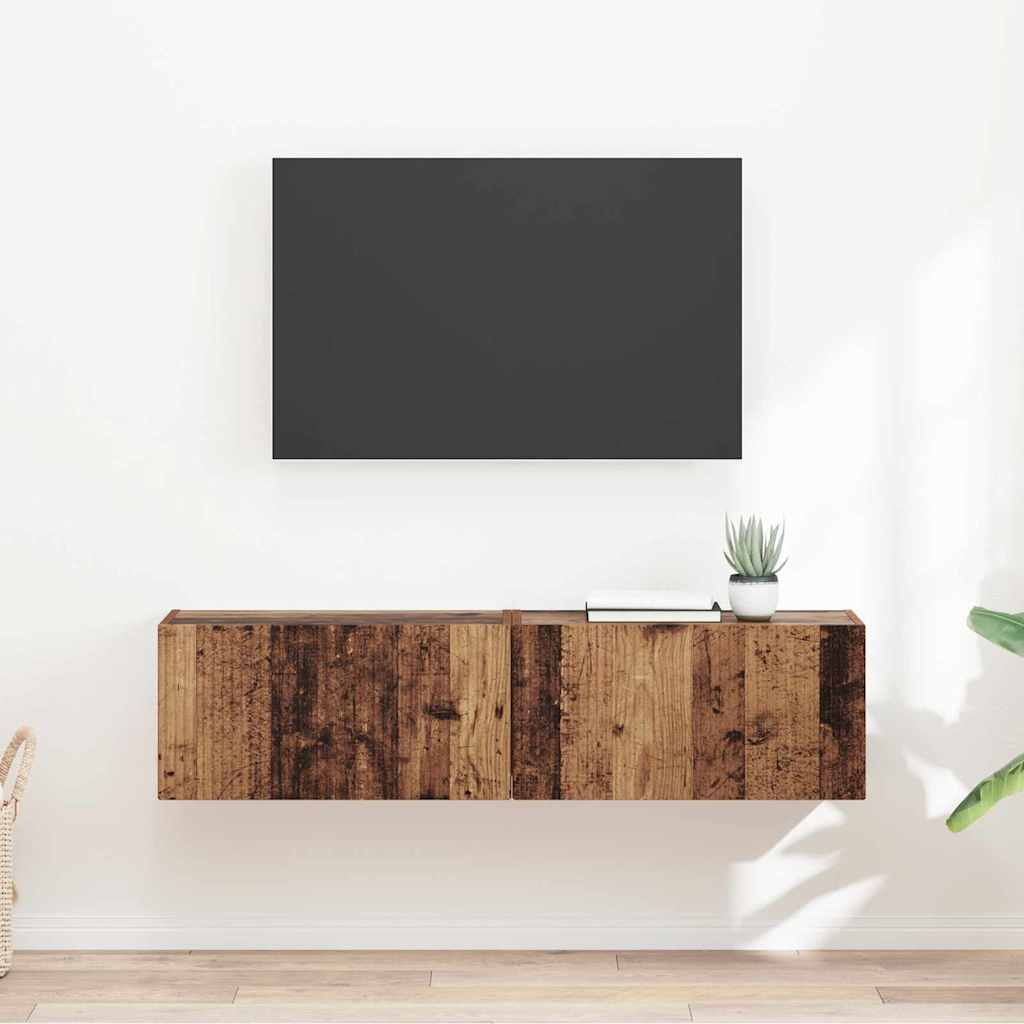 Mobile TV da parete 2 pcs Legno vecchio 60 x 31 x 29,5 cm