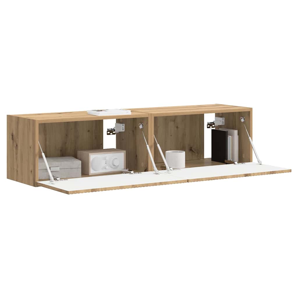 Mobile TV da parete 2 pcs Rovere Artigianale 60 x 31 x 29,5 cm