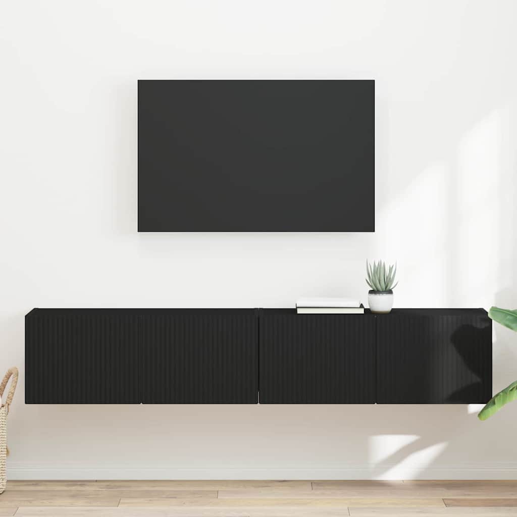 Mobile TV da parete 2 pcs Nero 78,5 x 31 x 29,5 cm