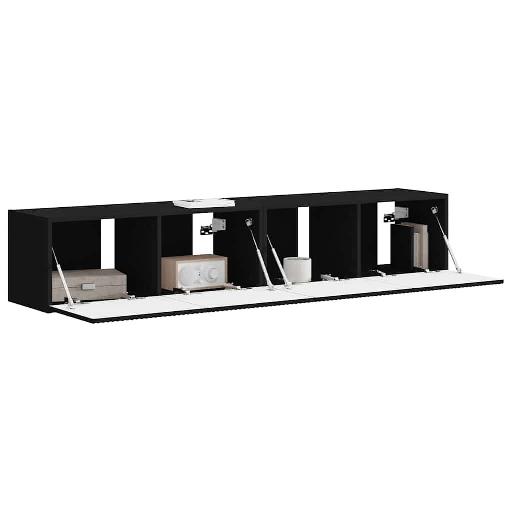 Mobile TV da parete 2 pcs Nero 78,5 x 31 x 29,5 cm