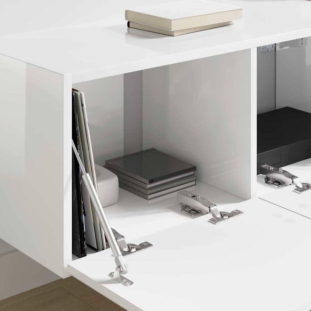 Mobile TV da parete 2 pcs Bianco Lucido 60 x 31 x 29.5 cm