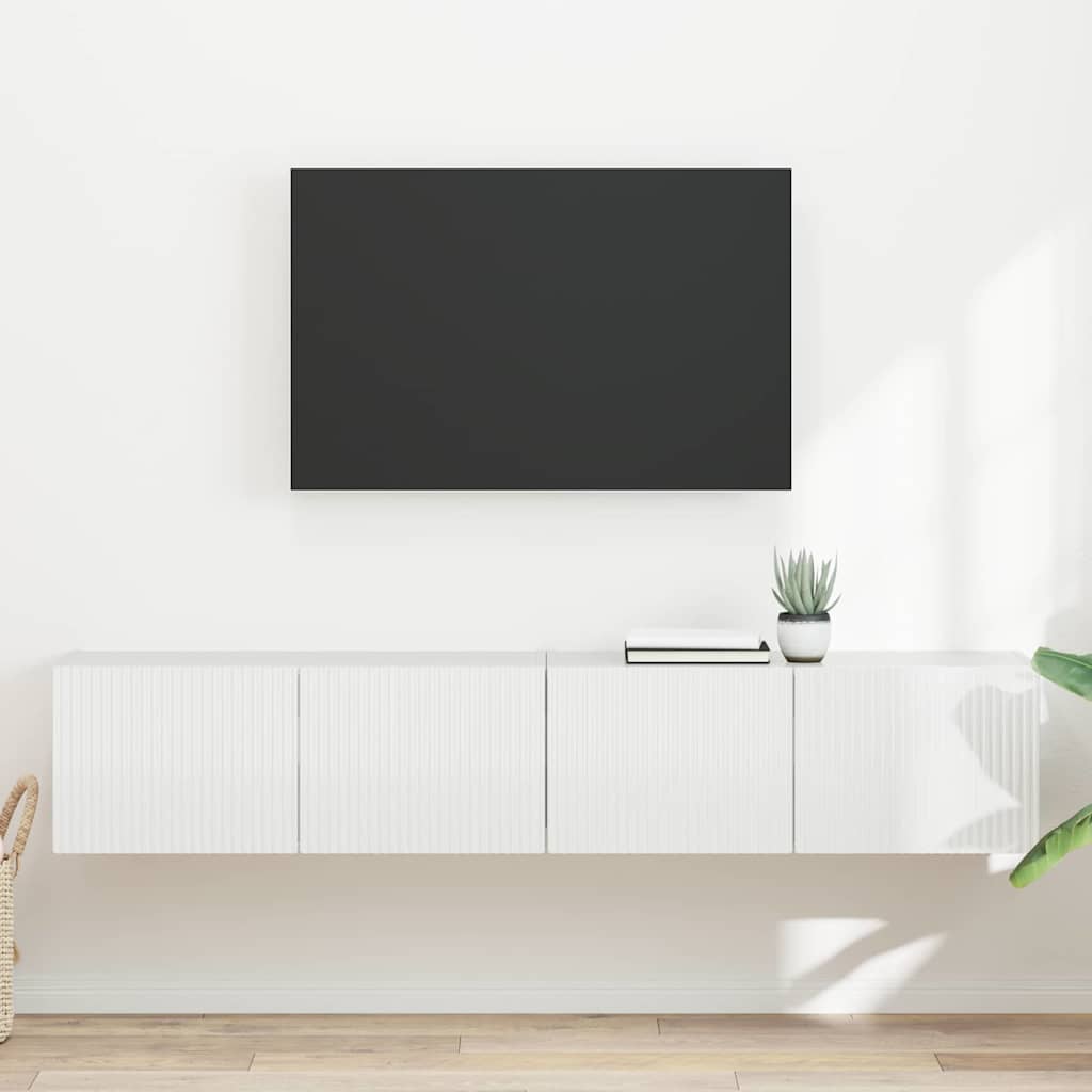 Mobile TV da parete 2 pcs Bianco Lucido 78,5 x 31 x 29,5 cm