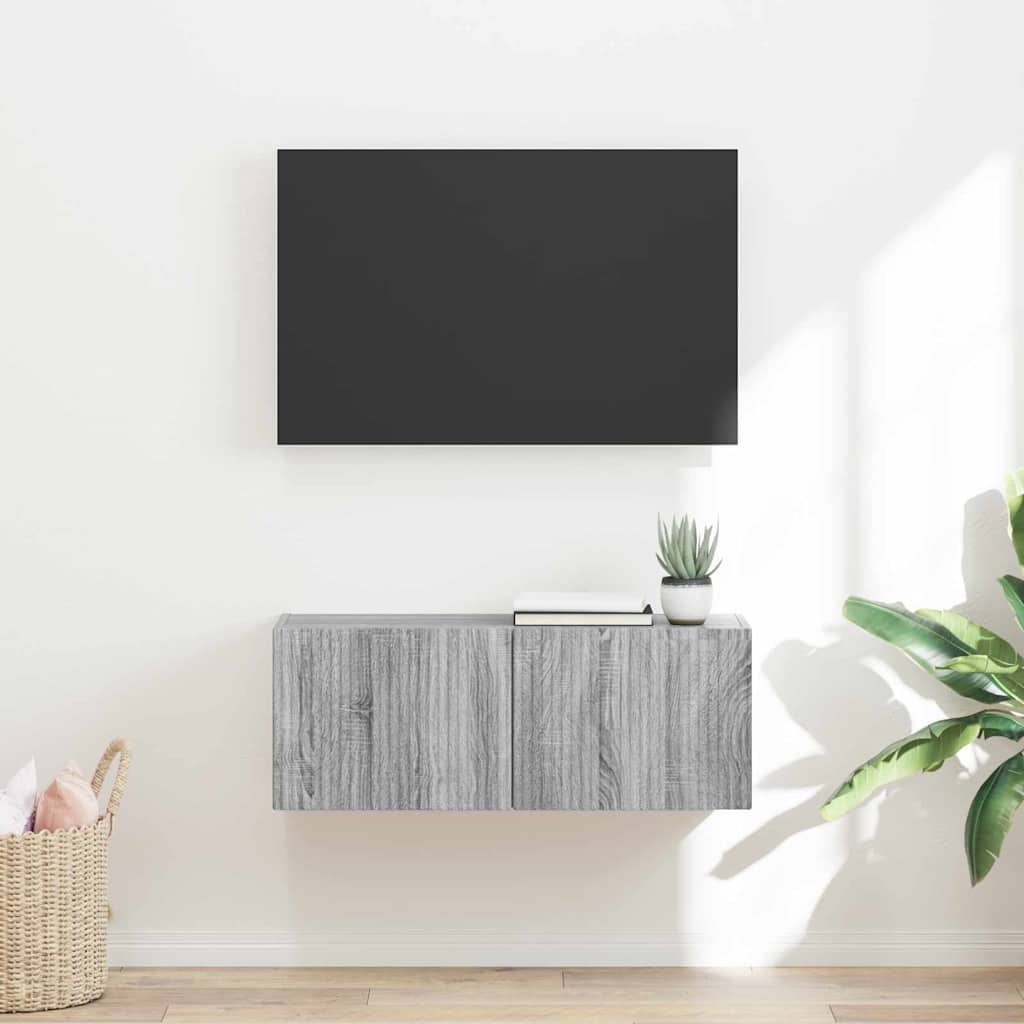 Mobile TV da parete Grigio Sonoma 78,5 x 31 x 29,5 cm