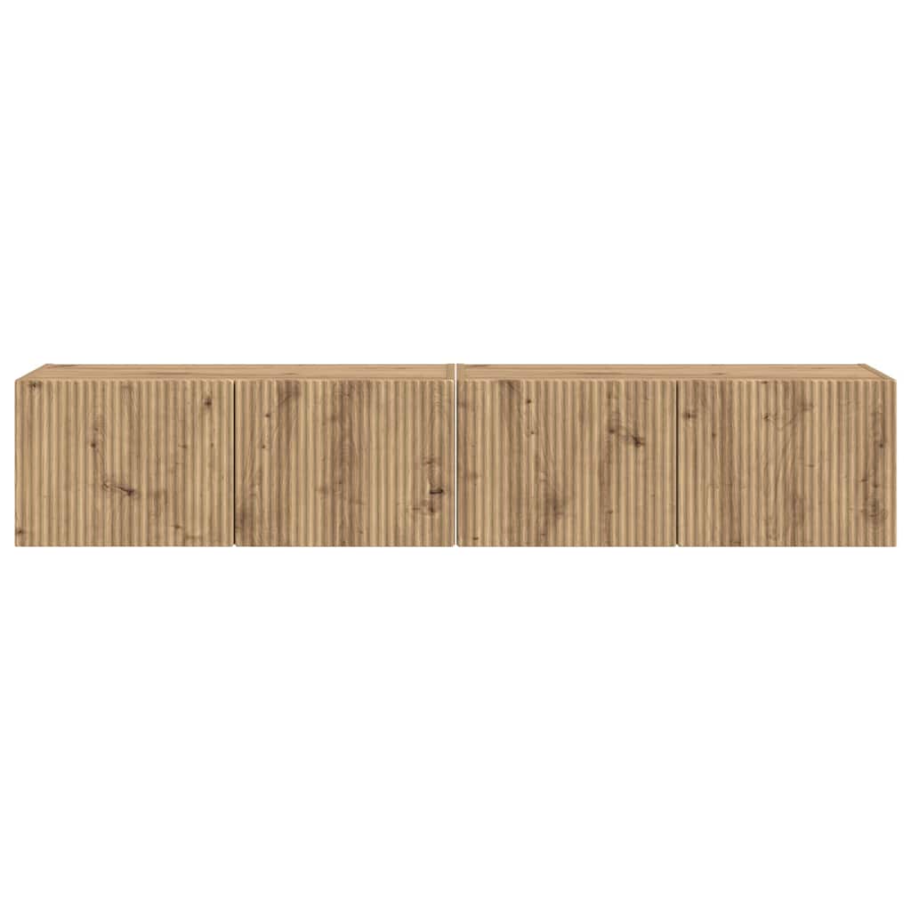 Mobile TV da parete 2 pcs Rovere Artigianale Legno multistrato
