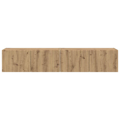 Mobile TV da parete 2 pcs Rovere Artigianale Legno multistrato