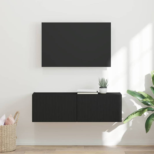 Mobile TV da parete Nero 98 x 31 x 29,5 cm Legno multistrato