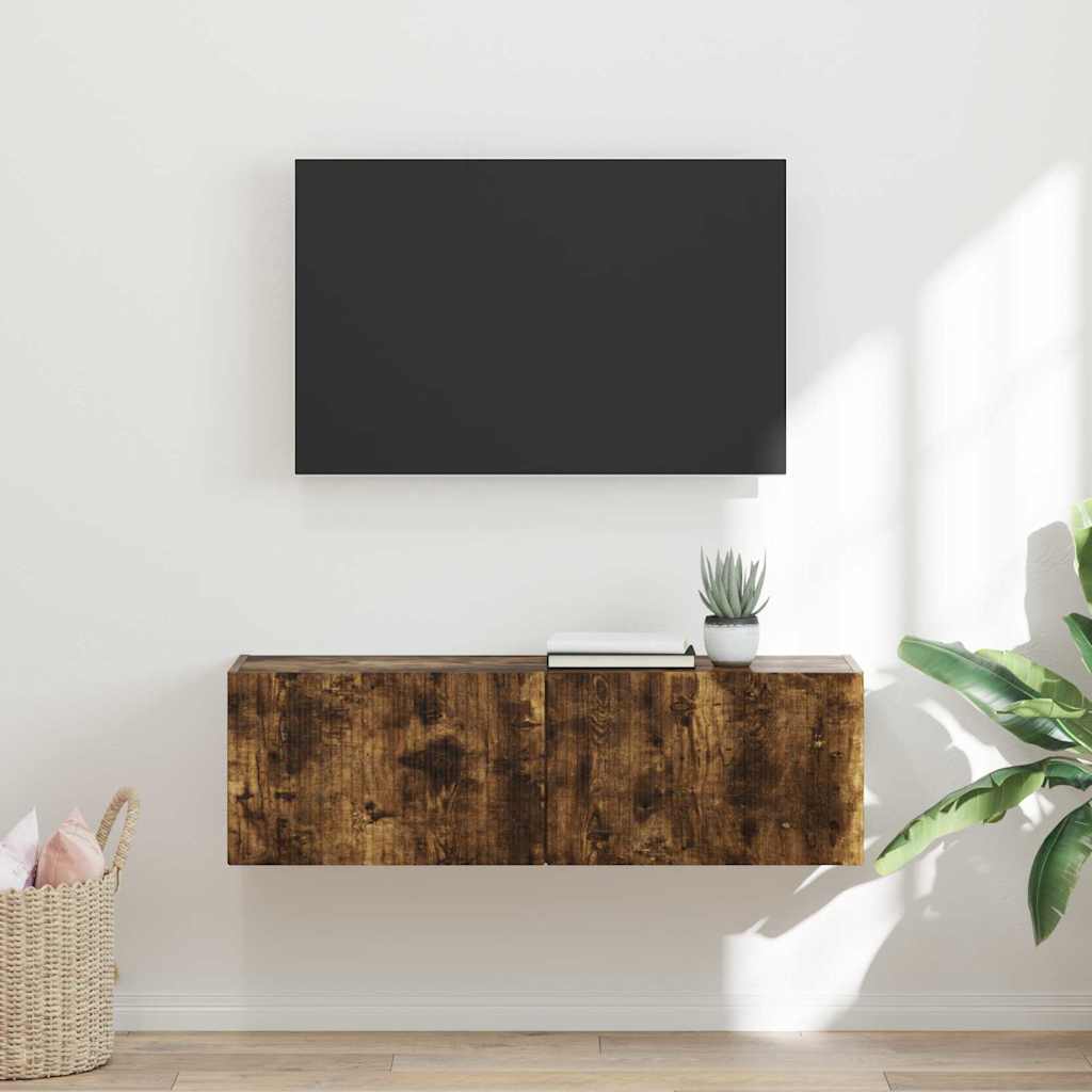 Mobile TV da parete Rovere fumé 98 x 31 x 29,5 cm