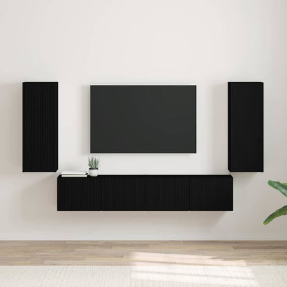 Mobile TV da parete 2 pcs Nero 30 x 31 x 80 cm