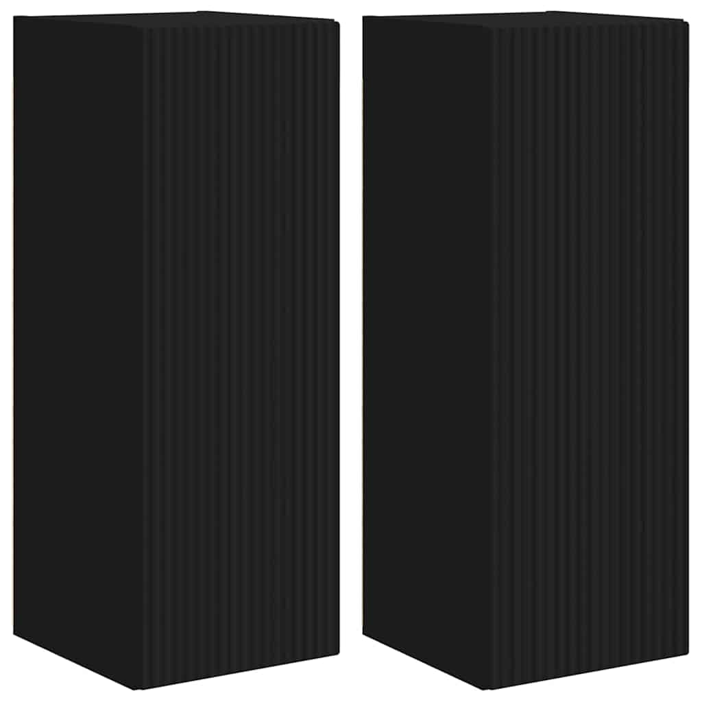 Mobile TV da parete 2 pcs Nero 30 x 31 x 80 cm