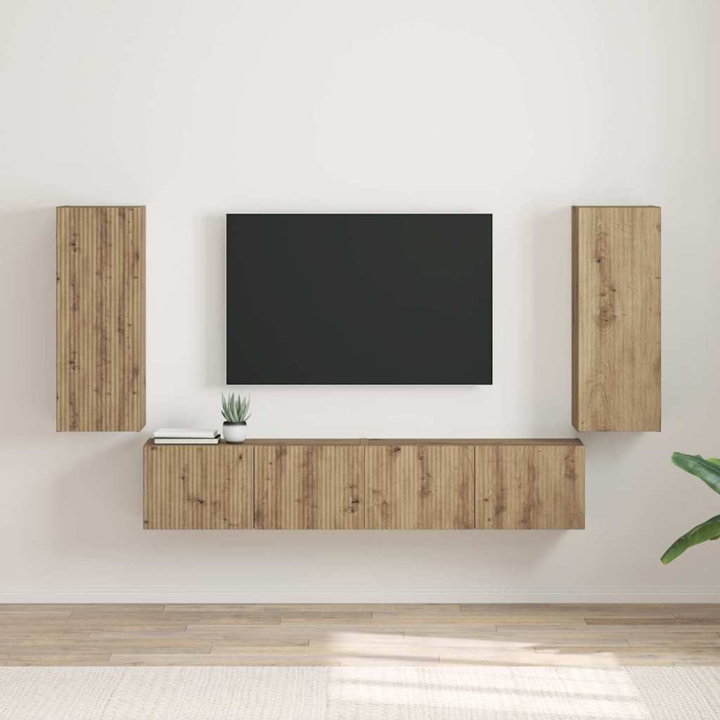 Mobile TV da parete 2 pcs Rovere Artigianale 30 x 31 x 80 cm