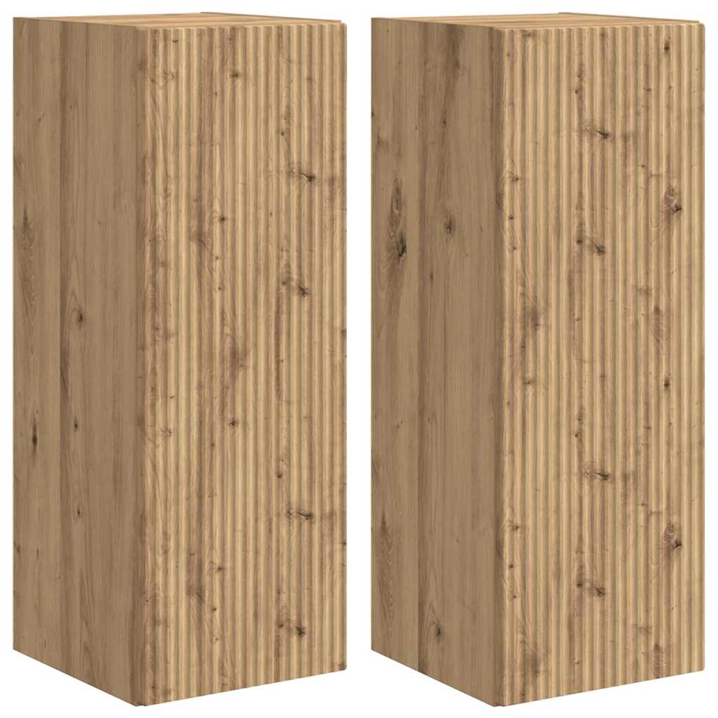 Mobile TV da parete 2 pcs Rovere Artigianale 30 x 31 x 80 cm